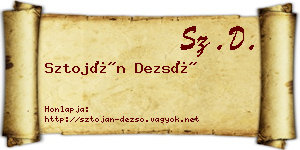Sztoján Dezső névjegykártya